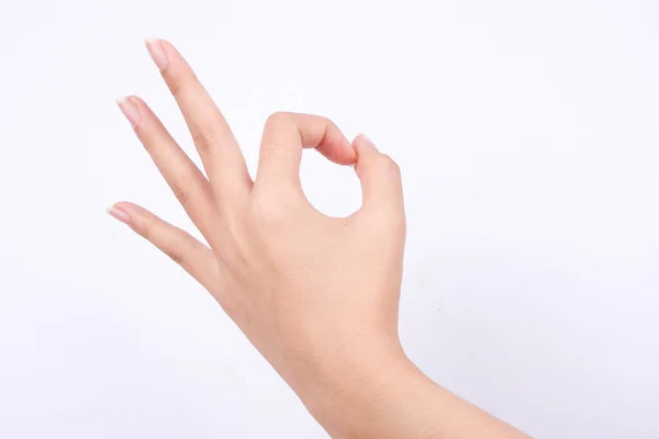 Symbol Ruky Prstu Izolované Koncept Ruka Gestikulace Znamení Dohodnou Bílém — Stock fotografie