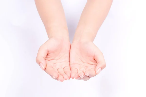 Finger Hand Symbols Isolated Concept Join Two Cupped Hands Open — Stock Photo, Image