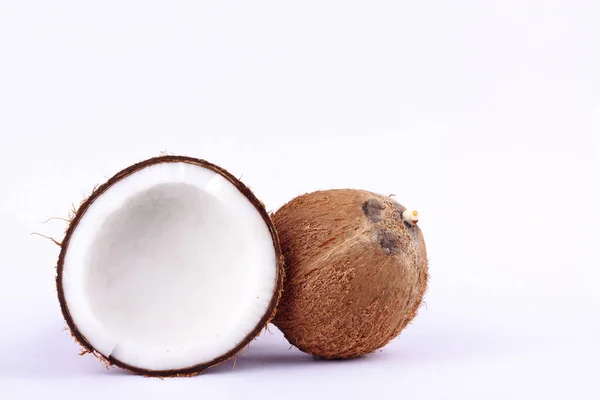 Demi Chemin Coupe Noix Coco Fraîche Pour Lait Coco Coque — Photo