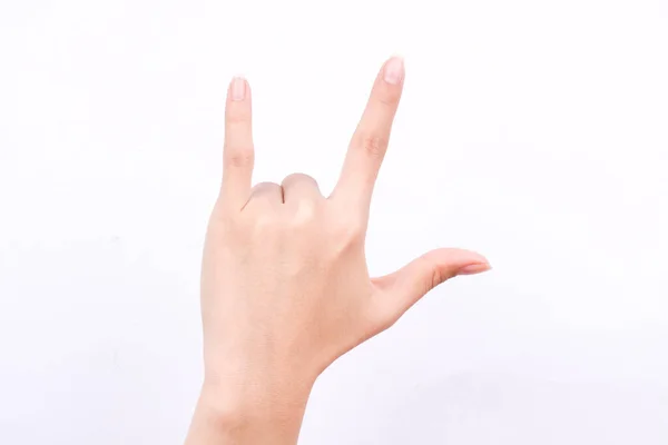 Finger Hand Symbols Isolated Concept Love You Sign White Background — Stock Photo, Image