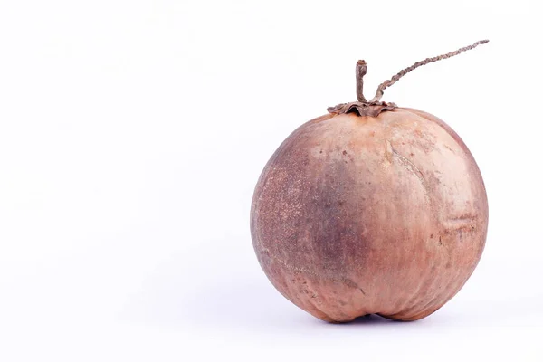 Bruine Rijpe Kokosnoot Voor Verse Kokosmelk Kokosnoot Witte Achtergrond Gezond — Stockfoto