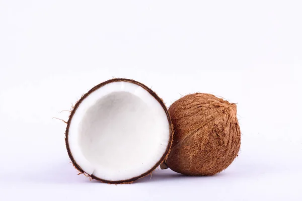 Demi Chemin Coupe Noix Coco Fraîche Pour Lait Coco Coque — Photo