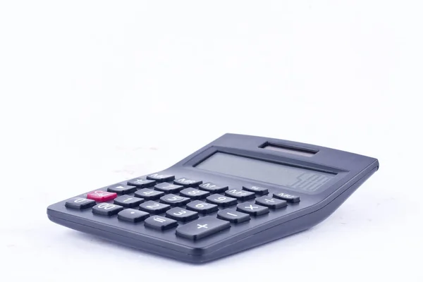计算数字会计业务计算的计算器 独立的白色背景 侧视图 — 图库照片
