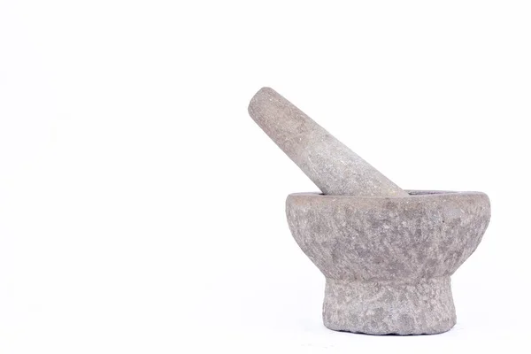 Viejo Granito Usado Mortero Piedra Pestle Son Herramienta Cocina Tailandesa — Foto de Stock