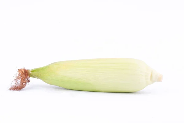 Ear Sweet Corn Cobs Kernels Grains Ripe Corn White Background — Stock Photo, Image