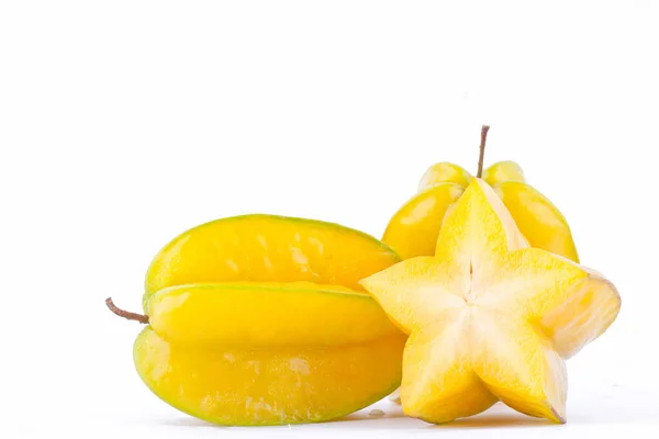 Reife Sternfrucht Karambola Oder Sternapfel Sternfrucht Auf Weißem Hintergrund Gesunde — Stockfoto