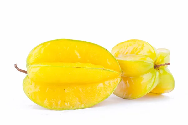 Carambola Fresca Frutos Maduros Maçã Estrelada Starfruit Sobre Fundo Branco — Fotografia de Stock