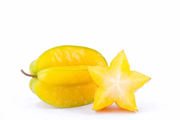 Carambola Frutos Estrelados Maçã Estrelada Starfruit Sobre Fundo Branco Alimento — Fotografia de Stock