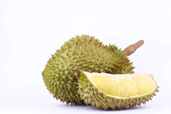 Durian Mon Stringi Król Owoców Durian Białym Tle Świeże Zdrowe — Zdjęcie stockowe
