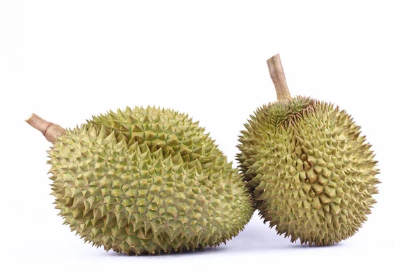 Mon thong durian, meyve tabağı tropikal durian 'dır ve beyaz arka planda durian' ın kralıdır. Sağlıklı Durian meyveleri izole edilmiştir.