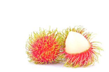  Rambutan tatlısı beyaz zemin üzerinde lezzetli sağlıklı rambutan tropikal meyveler izole edilmiş.