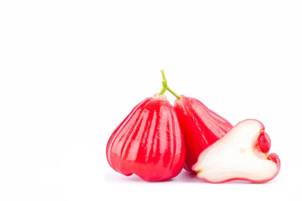 Manzana Rosa Roja Manzanas Agua Sobre Fondo Blanco Fruta Sana — Foto de Stock