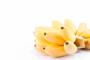  Altın muz ya da yumurta muzu, beyaz arka planda yaşayan Musaceae ailesidir.