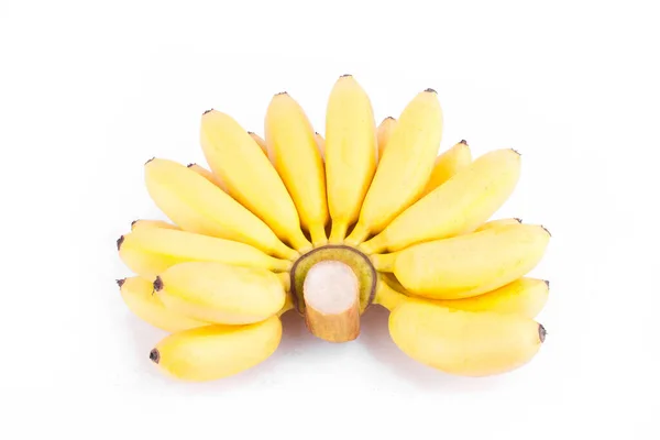 Beyaz zemin üzerinde olgun bir muz ya da Lady Finger muzu sağlıklı Pisang Mas muz meyvesi izole edilmiş