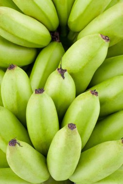 yeşil çiğ altın muz beyaz zemin üzerinde sağlıklı Pisang Mas muz meyvesi izole