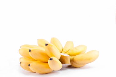  Altın muz ya da yumurta muzu, beyaz arka planda yaşayan Musaceae ailesidir.