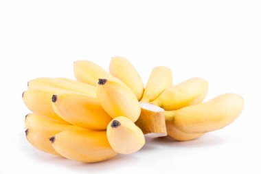  Altın muz ya da yumurta muzu, beyaz arka planda yaşayan Musaceae ailesidir.