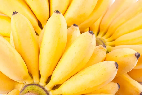 Beyaz zemin üzerinde yumurta muzları sağlıklı Pisang Mas Mas muz meyveleri izole