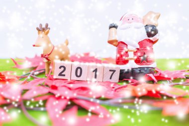 Neşeli Noel ve mutlu yeni yıl arka plan ve sayı 2017 