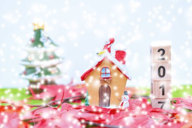 Neşeli Noel ve mutlu yeni yıl arka plan ve sayı 2017 