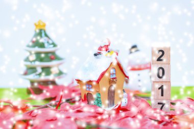 Neşeli Noel ve mutlu yeni yıl arka plan ve sayı 2017 