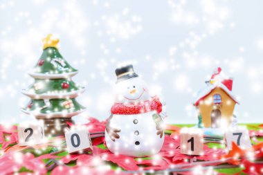 Neşeli Noel ve mutlu yeni yıl arka plan ve sayı 2017 