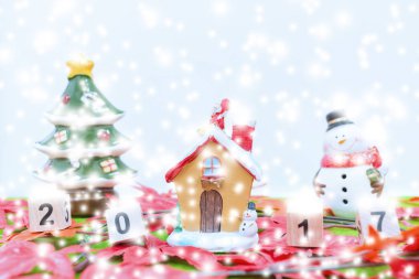 Neşeli Noel ve mutlu yeni yıl arka plan ve sayı 2017 