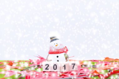 Neşeli Noel ve mutlu yeni yıl arka plan ve sayı 2017 