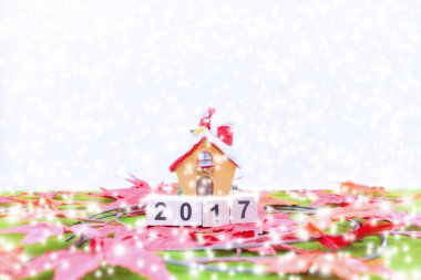 Neşeli Noel ve mutlu yeni yıl arka plan ve sayı 2017 