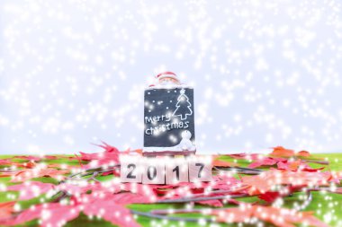 Neşeli Noel ve mutlu yeni yıl arka plan ve sayı 2017 