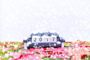 Neşeli Noel ve mutlu yeni yıl arka plan ve sayı 2017 