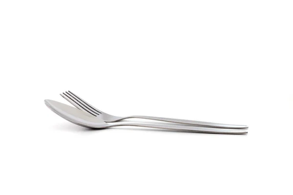Tenedor y cuchara aislados sobre fondo blanco —  Fotos de Stock