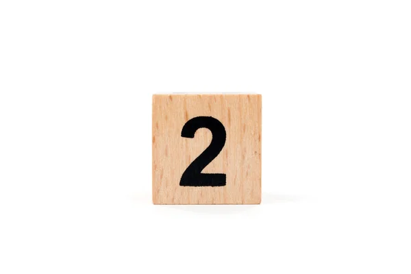 Wooden block Number two on white background — Stock Photo, Image