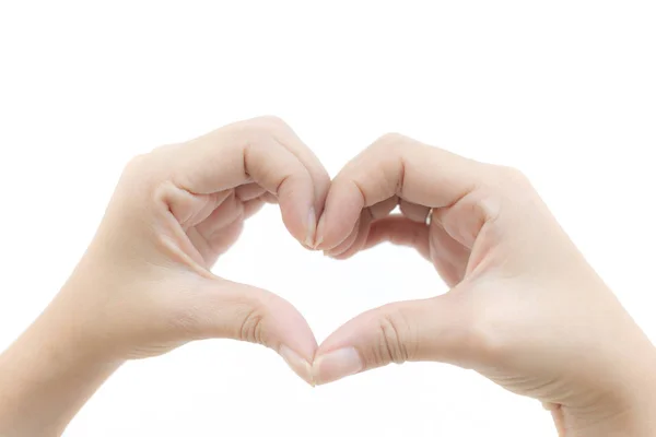 Hand shaped heart on white background — Stock Photo, Image