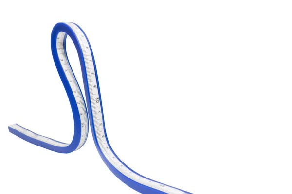 Righello curva flessibile su sfondo bianco — Foto Stock