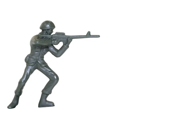 Giocattolo soldato in miniatura su sfondo bianco — Foto Stock