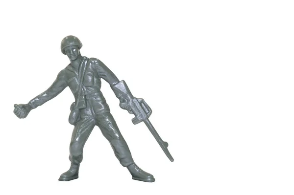 Miniatuur speelgoed soldaat op witte achtergrond — Stockfoto