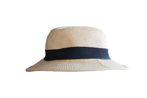 Vintage słomy kapelusz moda na białym tle — Zdjęcie stockowe