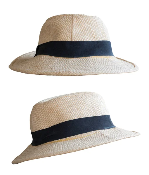 Vintage stro hoed mode geïsoleerd op witte achtergrond — Stockfoto