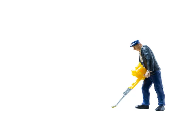 Miniature people worker construction concept on isolate white background — Stock Photo, Image