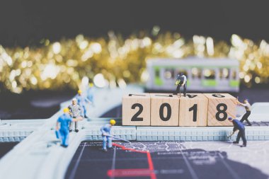 Minyatür insanlar alt yapı ahşap blok numarası 2018 