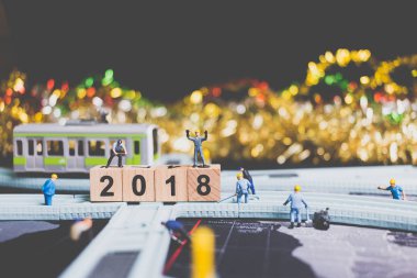 Minyatür insanlar alt yapı ahşap blok numarası 2018 