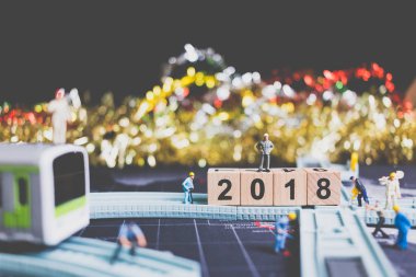 Minyatür insanlar alt yapı ahşap blok numarası 2018 