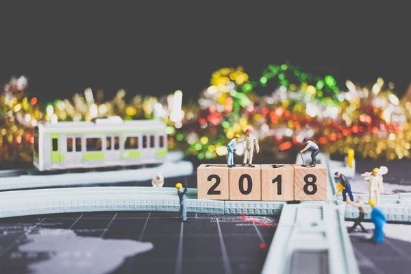 Minyatür insanlar alt yapı ahşap blok numarası 2018 