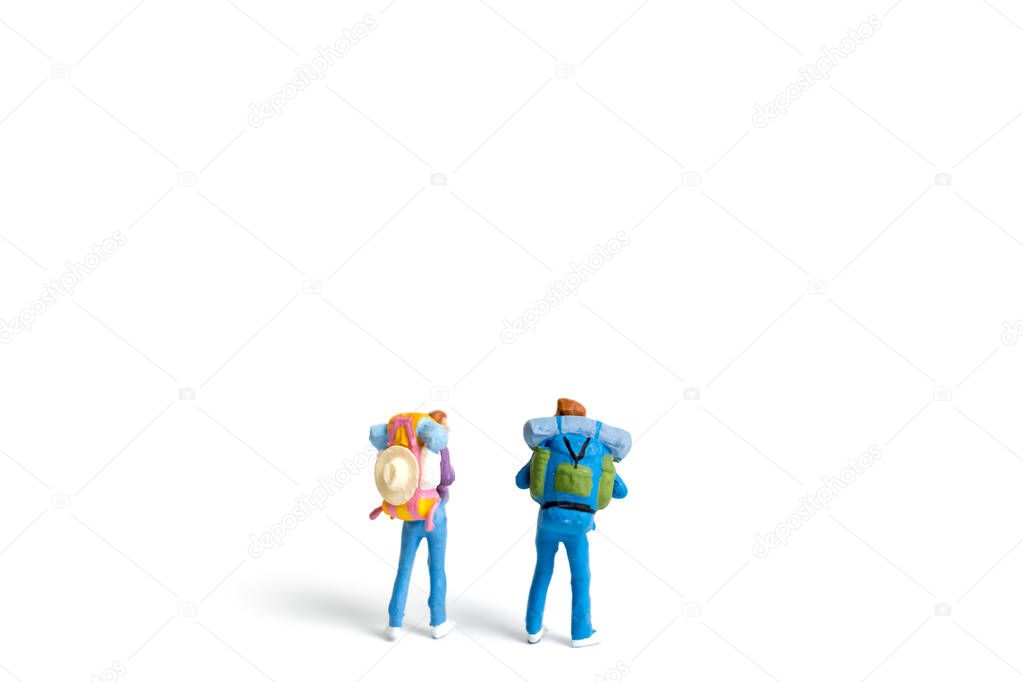 Miniature Backpacker  isolated on white background