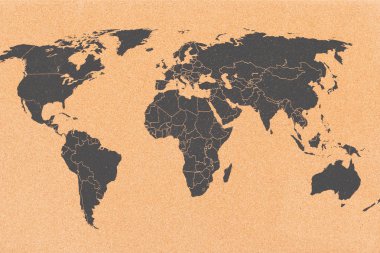 Dünya Haritası üzerinde mantar pano 