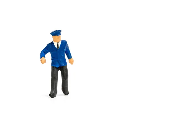 Miniature people : Policeman  on white background — Stock Photo, Image