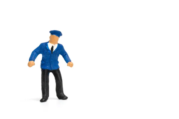 Personnes miniatures : policier sur fond blanc — Photo