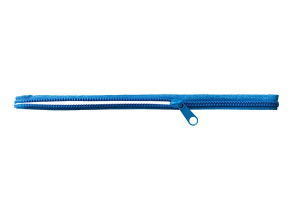 Zíper azul isolado com caminho de recorte — Fotografia de Stock