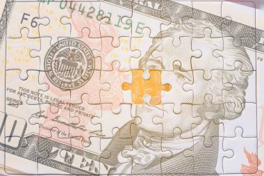 ABD banknotlar jigsaw bulmaca altın bitcoin